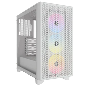 מארז מואר למחשב CORSAIR 3000D RGB Airflow Mid Tower – לבן